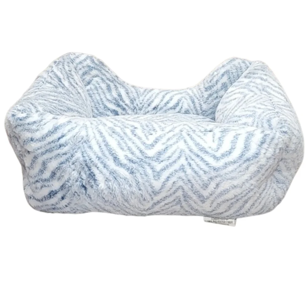 Pet Paws Design Studio Blue Gray & White Zebra Print Cat Dog Bed New with Tags